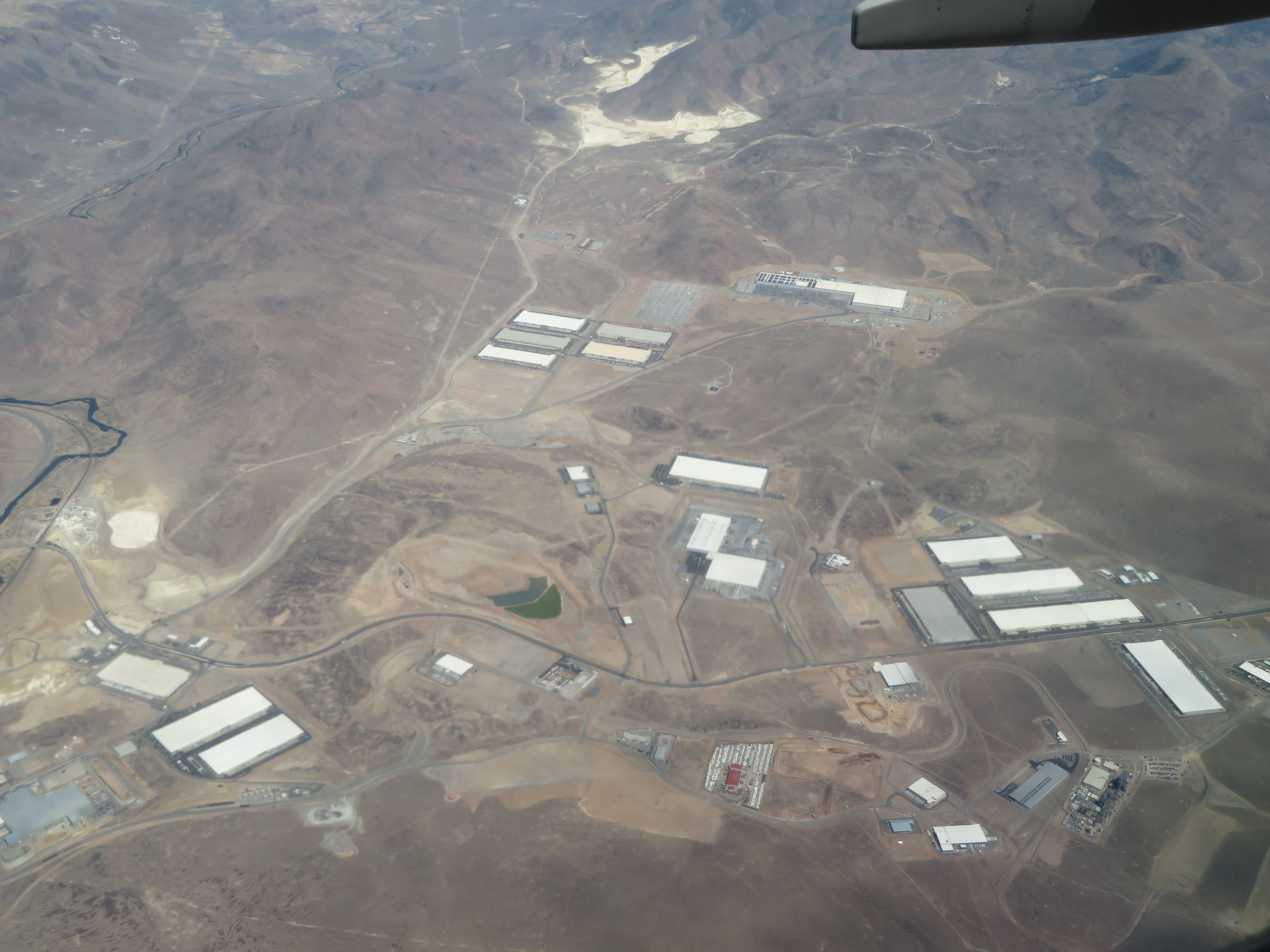Aerial view of Tesla Gigafactory at the Tahoe-Reno Industrial Center between Sparks and Fernley, Nevada