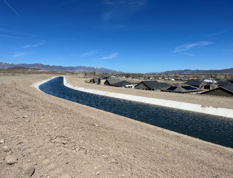 The Truckee Canal carrying water through an open channel in western Nevada